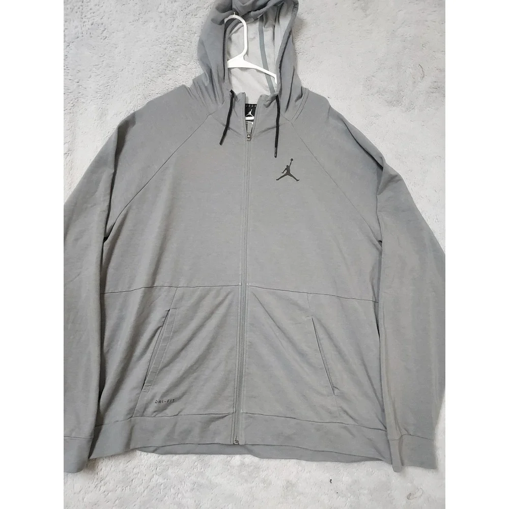 Jordan Jacket Mens 3XL Dri Fit Tech Sphere Full Zip Hoodie Gray Jumpman Nike EUC